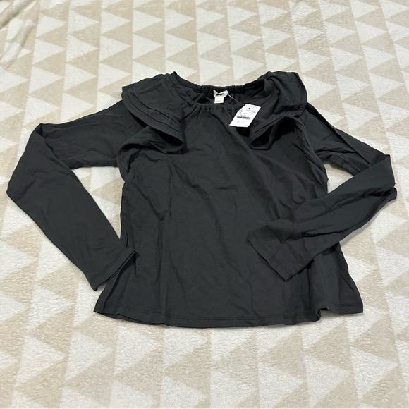 J crew girls broken in jersey ruffle top black - Picture 1 of 3